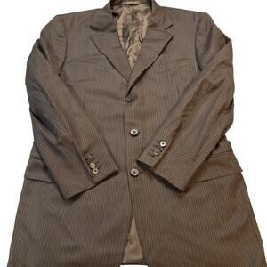 Ermenegildo Zegna Trofeo Wool 40R Su Misura Blazer EU52R Brown Pinstripe Read